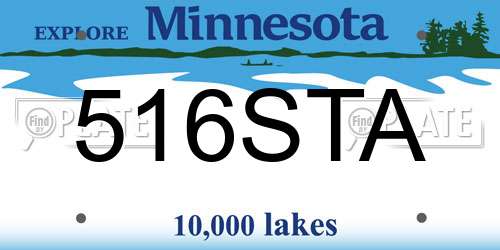 516STA Minnesota License Plate