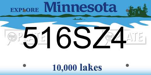 516SZ4 Minnesota License Plate