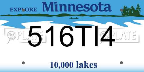 516TI4 Minnesota License Plate