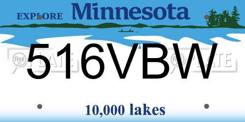 516VBW Minnesota License Plate