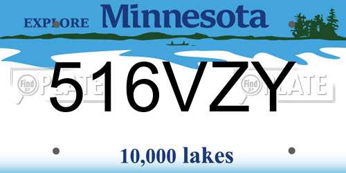 516VZY Minnesota License Plate