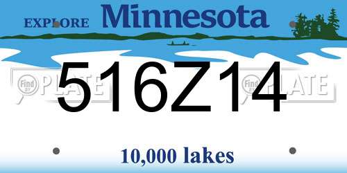 516Z14 Minnesota License Plate