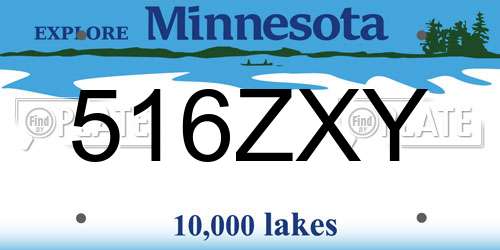 516ZXY Minnesota License Plate