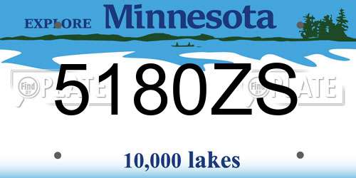 5180ZS Minnesota License Plate