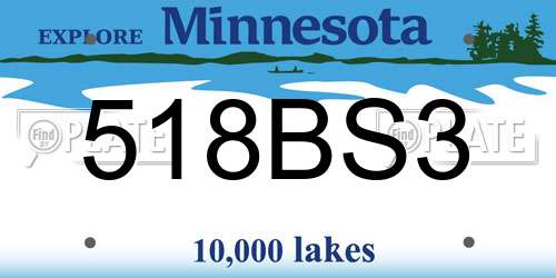 518BS3 Minnesota License Plate