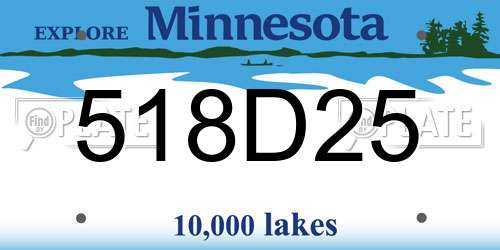 518D25 Minnesota License Plate