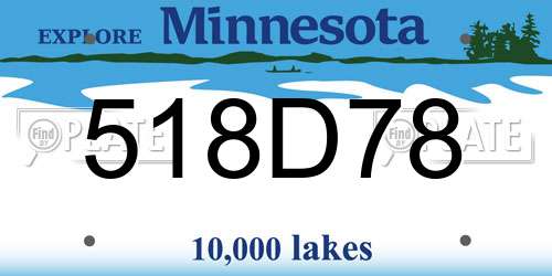 518D78 Minnesota License Plate