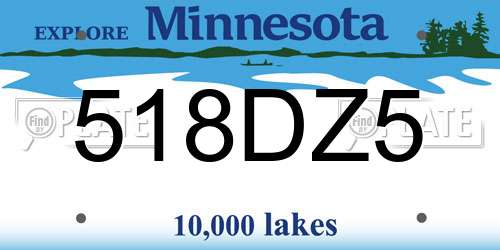 518DZ5 Minnesota License Plate