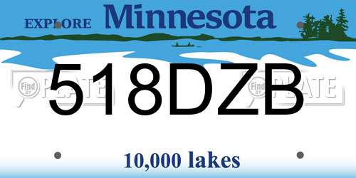 518DZB Minnesota License Plate