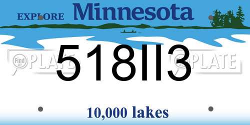 518II3 Minnesota License Plate