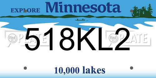 518KL2 Minnesota License Plate