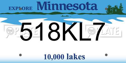 518KL7 Minnesota License Plate