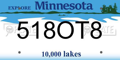 518OT8 Minnesota License Plate