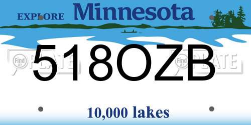 518OZB Minnesota License Plate