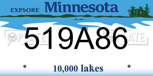 519A86 Minnesota License Plate