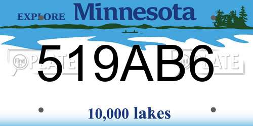 519AB6 Minnesota License Plate