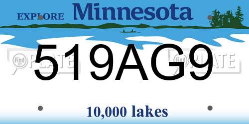 519AG9 Minnesota License Plate