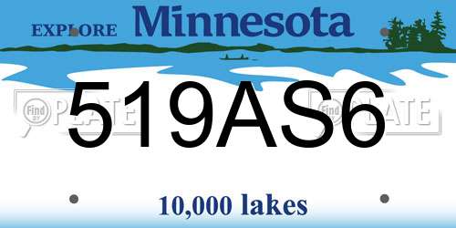 519AS6 Minnesota License Plate