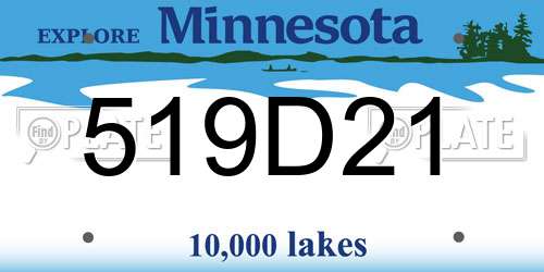 519D21 Minnesota License Plate