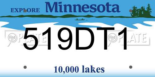 519DT1 Minnesota License Plate