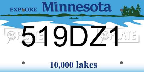 519DZ1 Minnesota License Plate