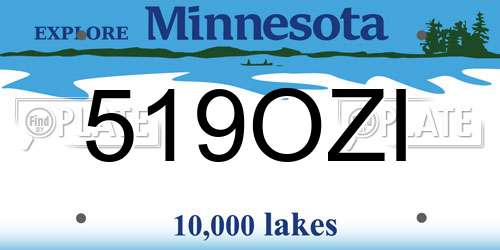 519OZI Minnesota License Plate