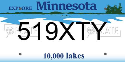 519XTY Minnesota License Plate
