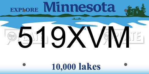 519XVM Minnesota License Plate