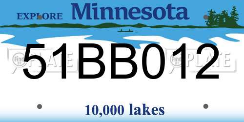 51BB012 Minnesota License Plate
