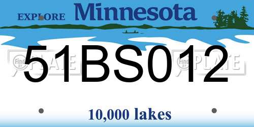 51BS012 Minnesota License Plate