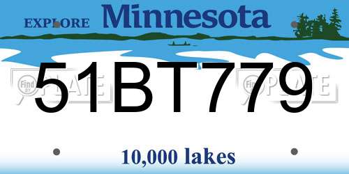51BT779 Minnesota License Plate