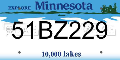 51BZ229 Minnesota License Plate