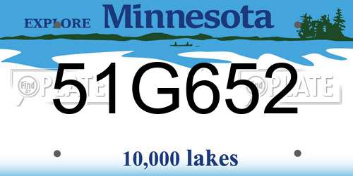 51G652 Minnesota License Plate