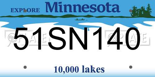 51SN140 Minnesota License Plate