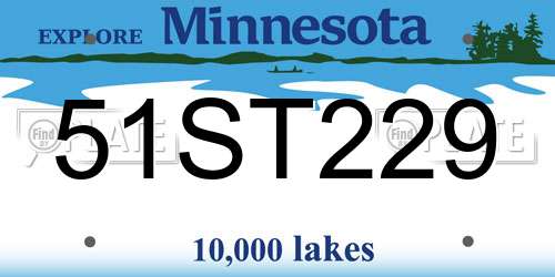 51ST229 Minnesota License Plate