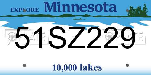 51SZ229 Minnesota License Plate