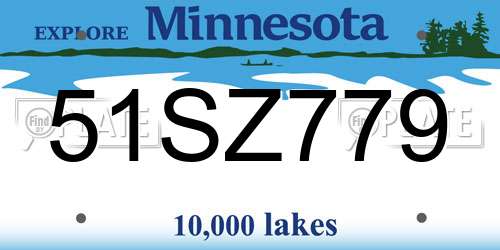 51SZ779 Minnesota License Plate