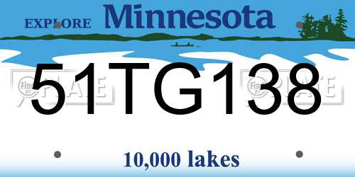 51TG138 Minnesota License Plate
