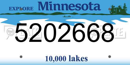 5202668 Minnesota License Plate