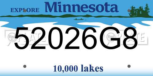 52026G8 Minnesota License Plate