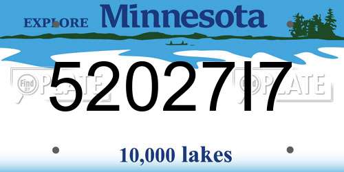 52027I7 Minnesota License Plate