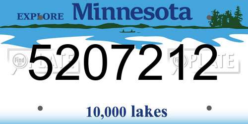 5207212 Minnesota License Plate
