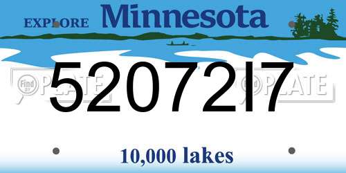 52072I7 Minnesota License Plate