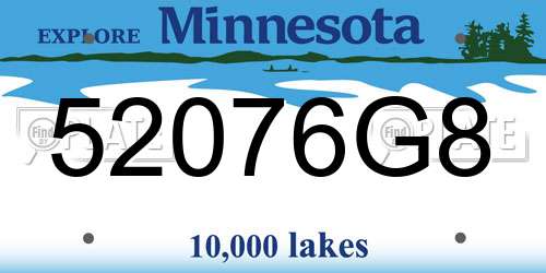 52076G8 Minnesota License Plate