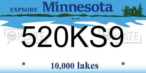 520KS9 Minnesota License Plate