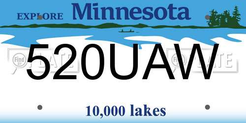 520UAW Minnesota License Plate