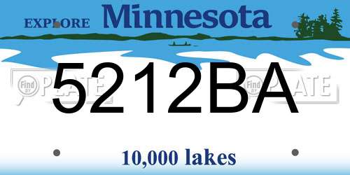 5212BA Minnesota License Plate