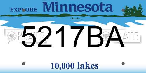 5217BA Minnesota License Plate