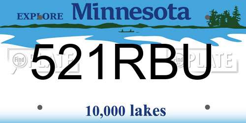 521RBU Minnesota License Plate
