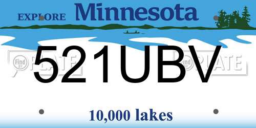 521UBV Minnesota License Plate